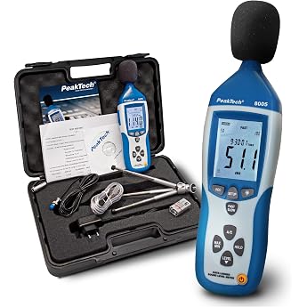 PeakTech 8005 Class 2 Sound Level Meter with Recording 32000 Readings Calibrated Sound Level Measuring with USB dB Meter Min/Max Data Logger AC/DC Outputs 30 dB - 130 dB