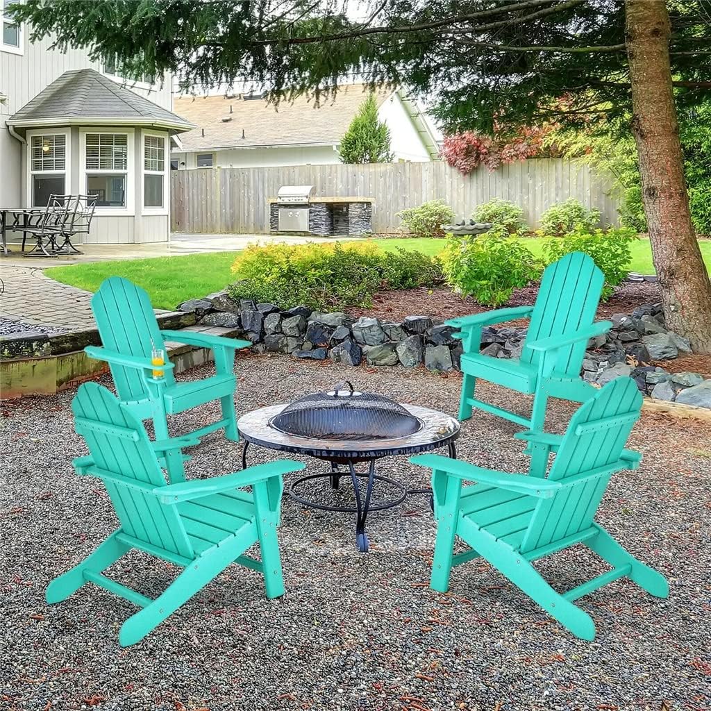 Patio Chairs Garden Terrace with Cup Holder Turquoise