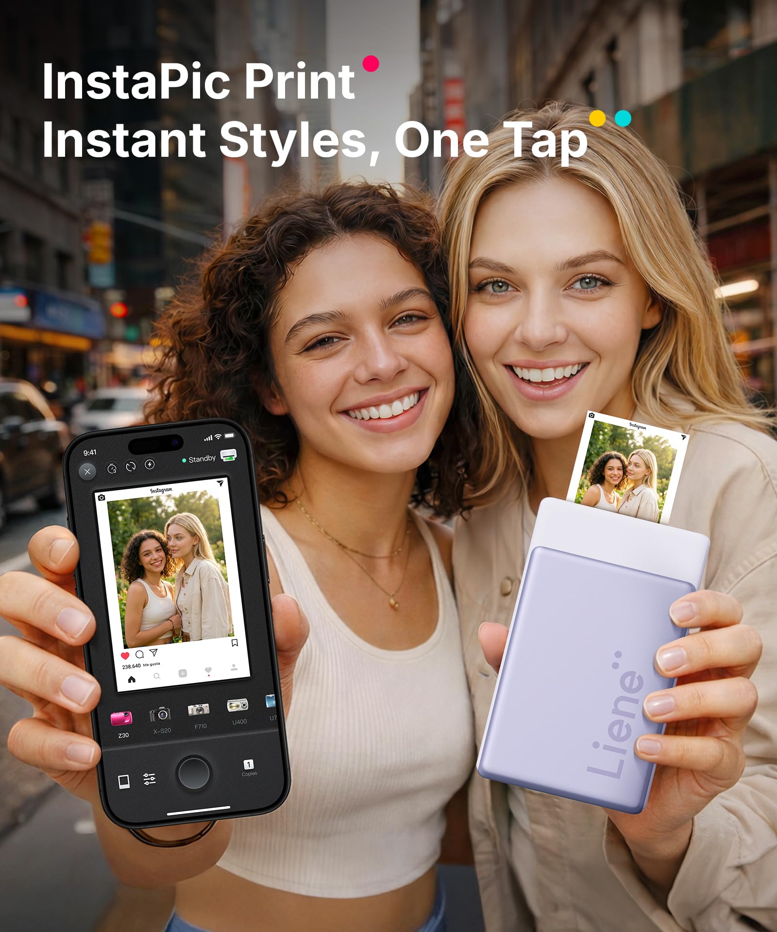 Liene Pearl N200 Pro Max Packet – Tragbarer Mini-Fotodrucker mit Farbsublimation, inkl. großzügigem Fotopapier- & Farbband-Vorrat, Bluetooth, 300 dpi, Sofortbilddrucker für iPhone/Android, Akku, Viole