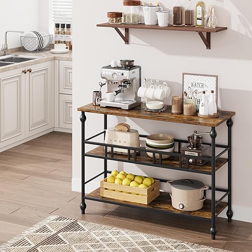 Miniatura 5 de IDEALHOUSE Mesa consola de 43 pulgadas, mesa auxiliar estrecha de 3 niveles con estantes, mesa de sofá para sala de estar, pasillo, dormitorio,