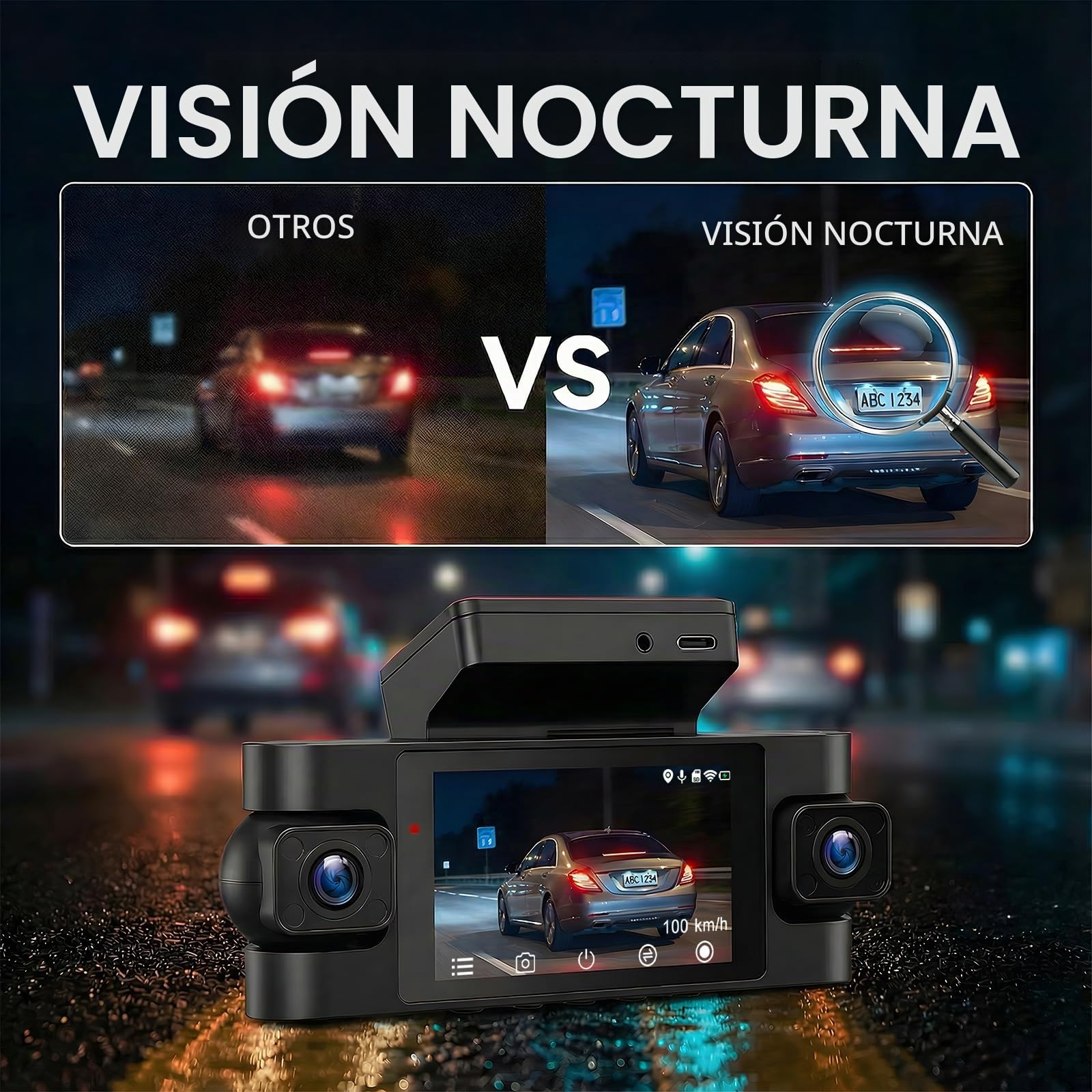 Dash CAM Coche 4 Canales con GPS y 5G WiFi, Camara Vigilancia Coche 360 Grados, Dashcam Delantera Trasera e Interior, 2K+3 * 1080P, Pantalla IPS de 3 Pulgadas, Visión Nocturna, App 24/7