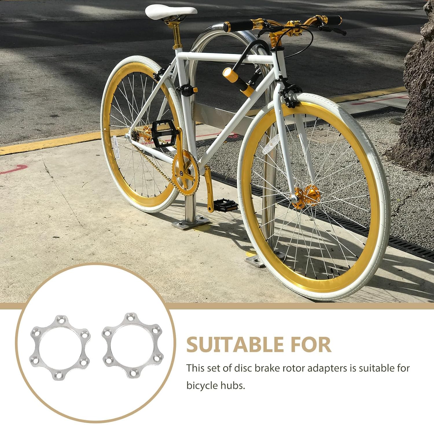 Milisten 2pcs Bicycle Freewheel Threaded Wheel Hub Disk Brake Adapter 6-Hole 44mm Bolt Flange Disc Brake Mount Set
