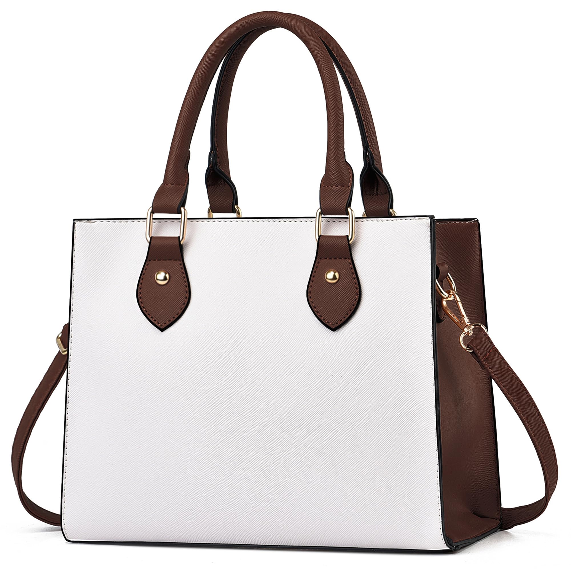 CHICAROUSAL Crossbody Purses and Handbags for Women PU Leather Tote Top Handle Satchel Shoulder Bags (White Coffee)