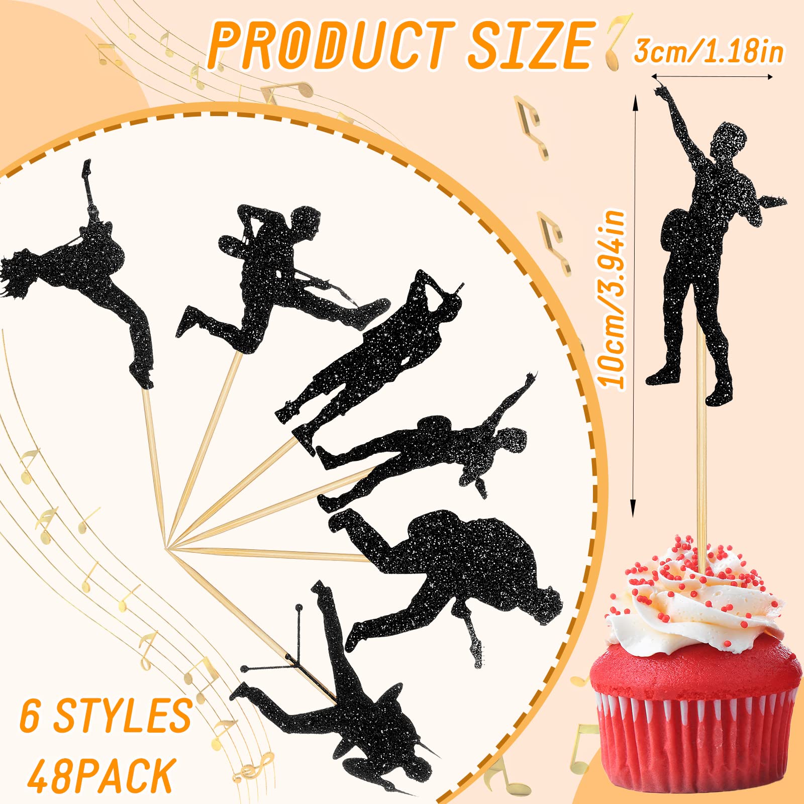 Amazon.co.jp: ロックバンド カップケーキピック ブラック グリッター