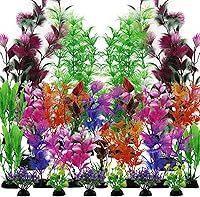 PietyPet 25 Pack Artificial Aquarium Plants - Colorful Realistic Fish Tank Decor, 2.4-12 Inch Heights for 7-20 Gallon Tanks, Safe Freshwater Saltwater