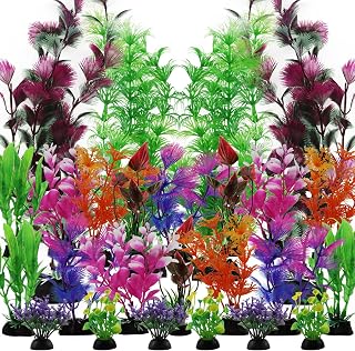 PietyPet 25 Pack Artificial Aquarium Plants - Colorful Realistic Fish Tank Decor, 2.4-12 Inch Heights for 7-20 Gallon Tanks, Safe Freshwater Saltwater