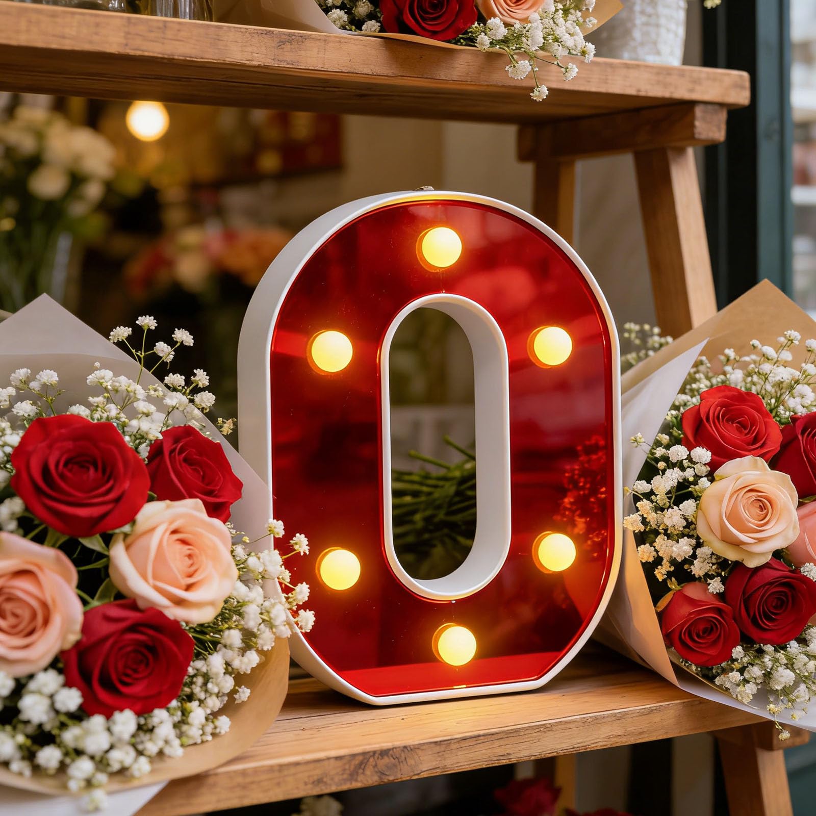 LED Marquee Sign Light Up Letters, Alphabet Light Up Letters Sign, Battery Powered LED Letter Lights for Night Light, Wedding, Birthday, Party, Christmas or Home Decor (Letter O 6.14"4.8"1.18") — image 1