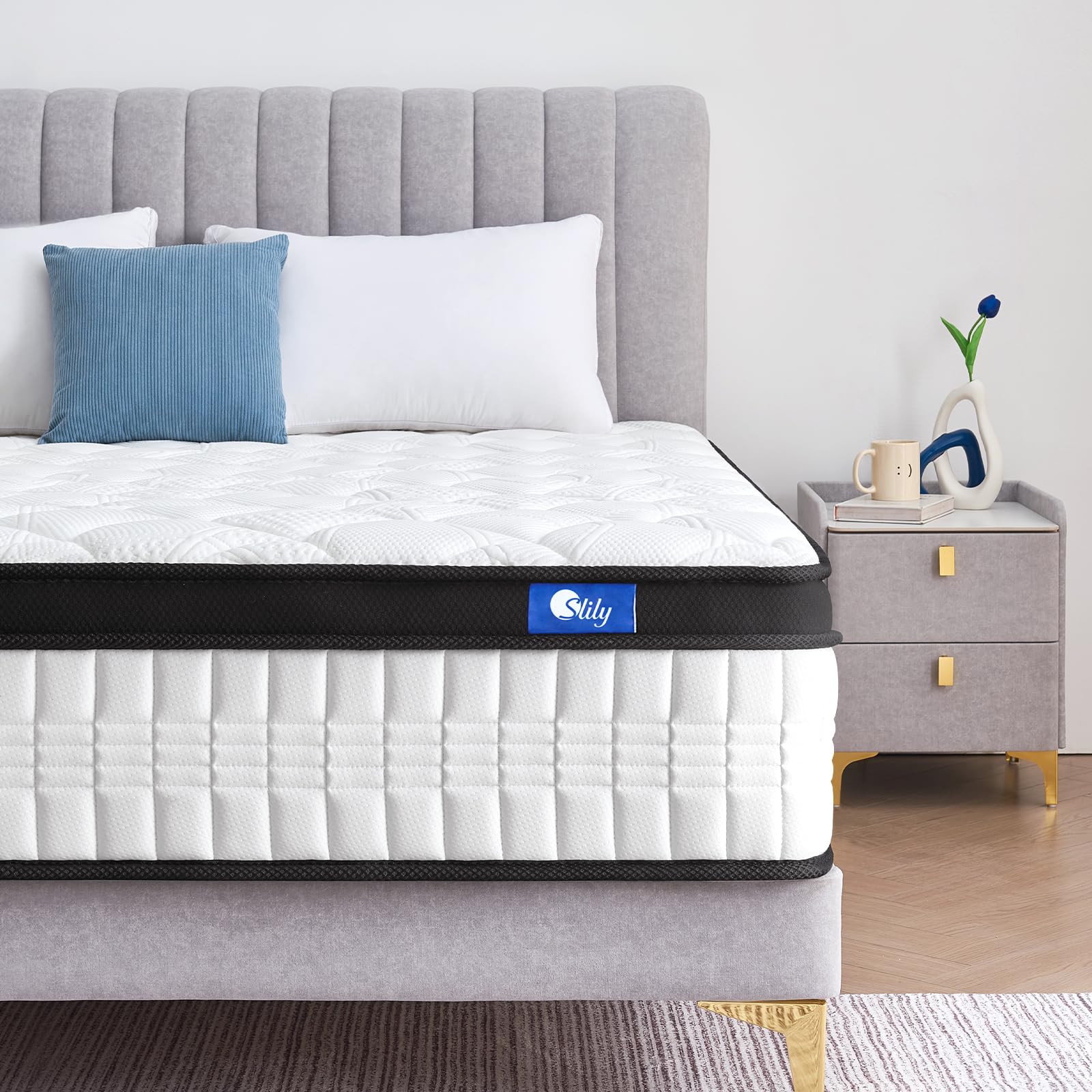 Matelas 90x200 26cm Épaisseur, Matelas à Ressorts Ensachés - Soutien 7 Zones, H4 Dureté Moyenne, Matelas Mousse Mémoire Forme Haute Densité, Certifié Oeko-Tex