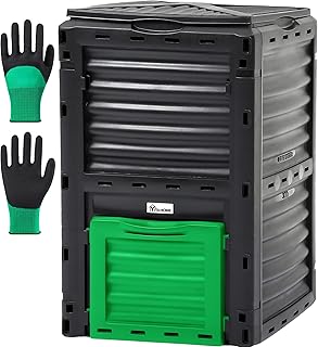 YITAHOME Large Outdoor Compost Bin, 80 Gallon (300L) Composter Box with Snap-on Top Lid and Aeration System, Lightweight Garden Compost Barrel Tumbler, Easy Assembly, BPA Free, Green