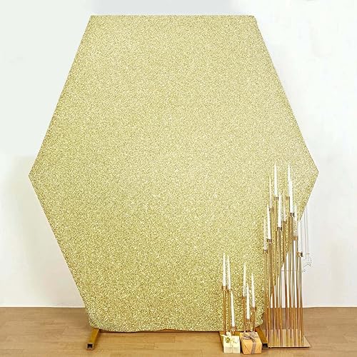 Miniatura 10 de Efavormart - Arco de boda de metal hexagonal dorado de 8 pies de alto, soporte de fondo para cabina de fotos