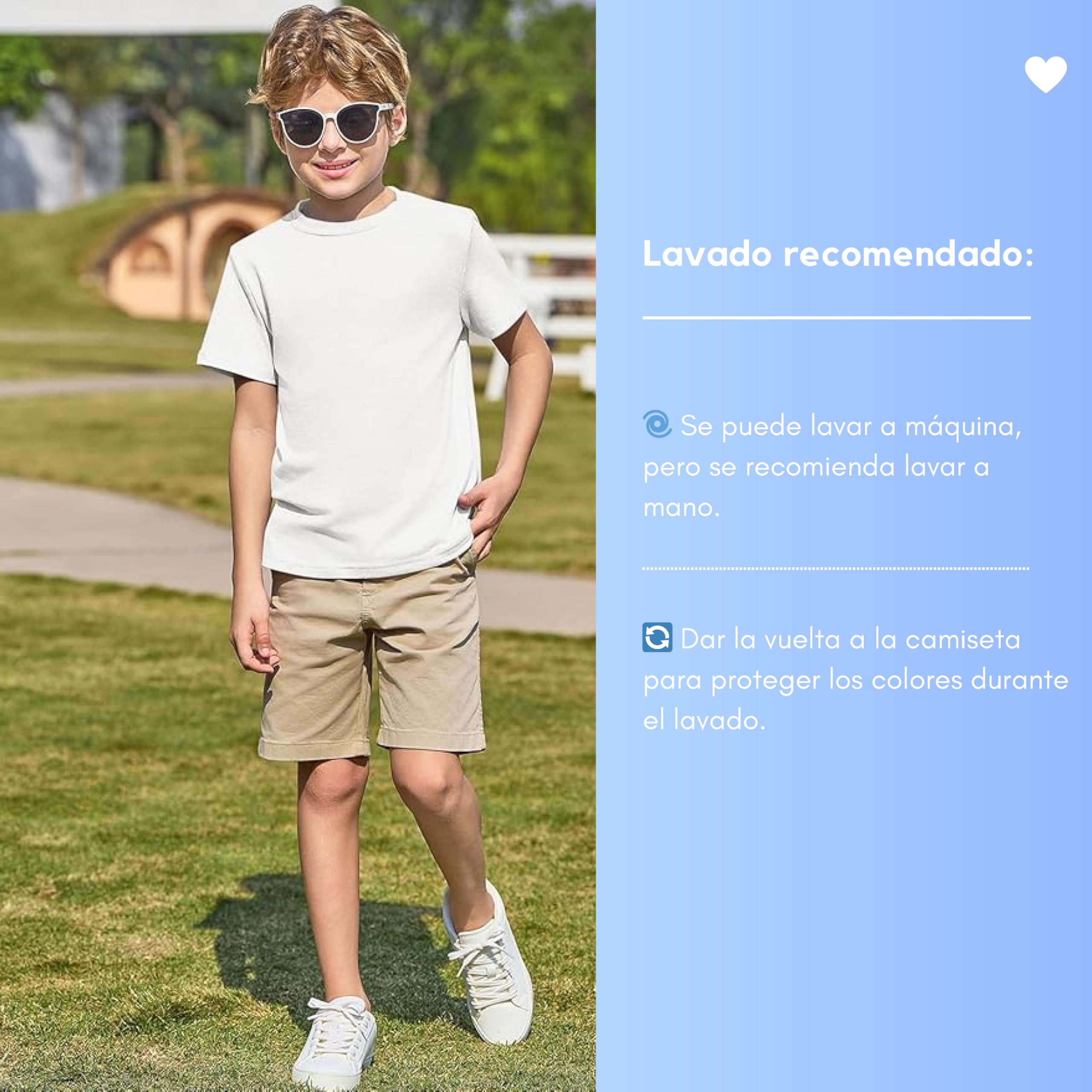 Camiseta Infantil 100% Algodón Manga Corta Cuello Redondo Unisex 1-2 Unidades Tallas 1-15 Años