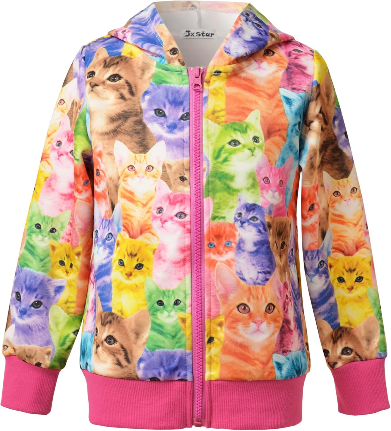 Girls Zip Up Hoodie Jacket Unicorn/Cat Sweatshirt with Pockets - Image 3