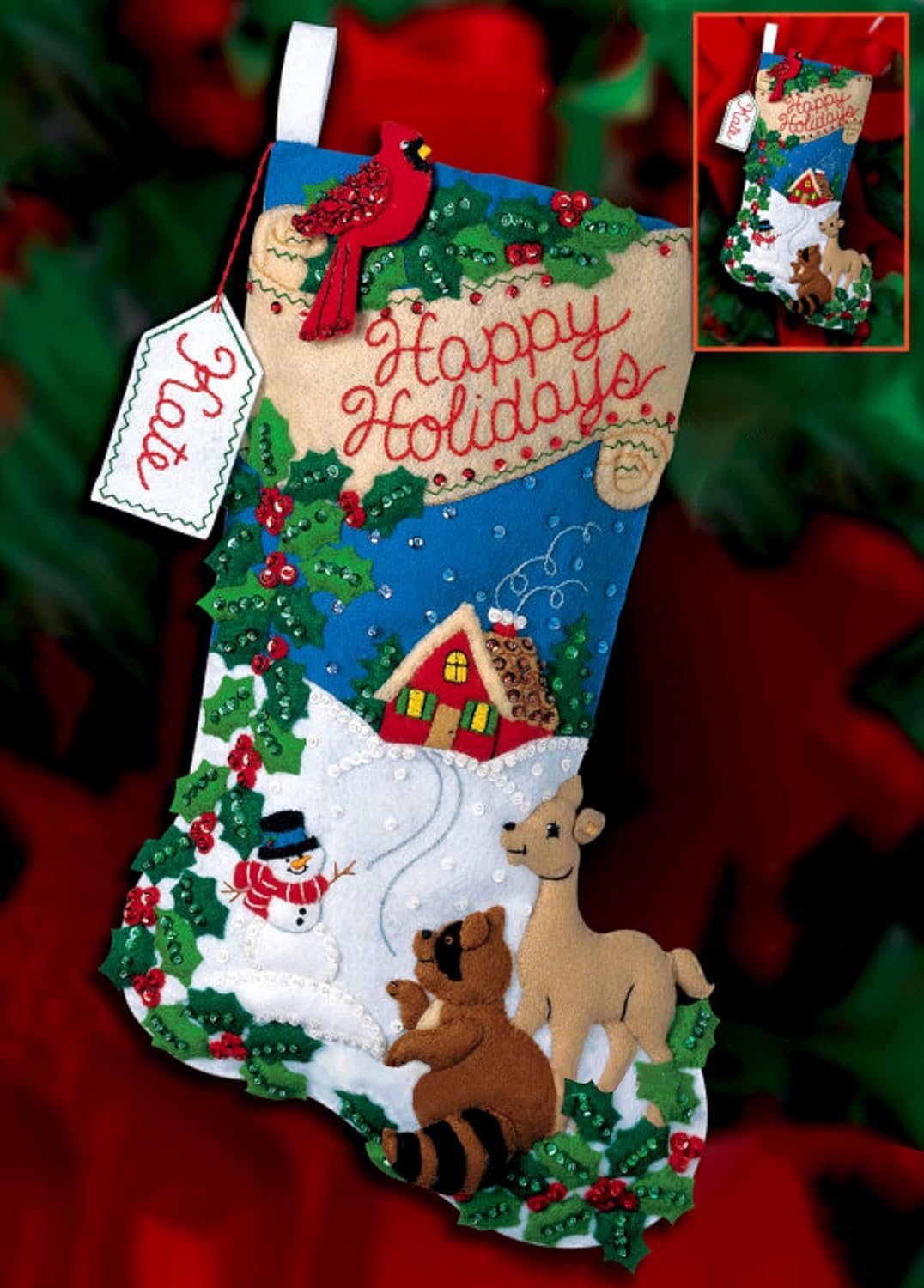 Bucilla "Woodland Holidays" Felt Applique Stocking Kit 84944 (18")