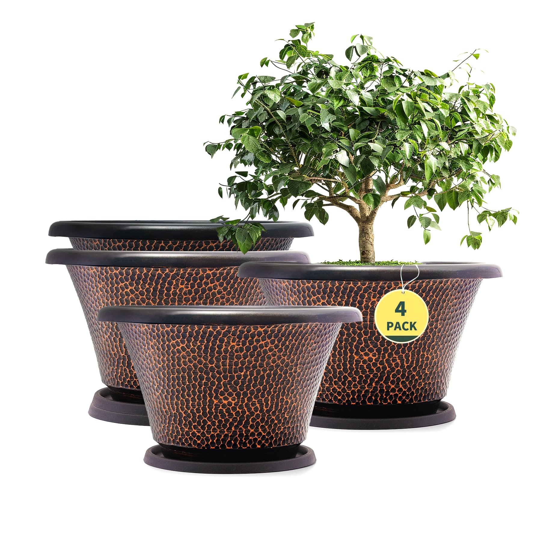Snapklik.com : Quarut 11.8 Inch Pots For Plants - 4 Pack Large Planters