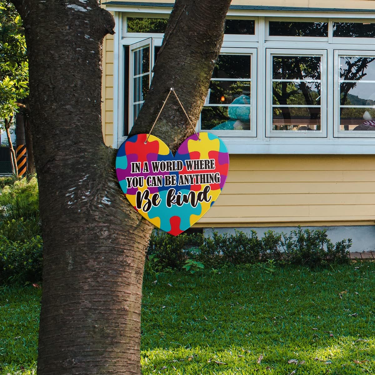 Autism Awareness Wall Door Sign, Be Kind, Inspirational Autism Sign Nursery Classroom Baby Kids Bedroom Wood Hanging Wall Decor Sign Plaque, Motivational Gifts for Autism Child - Image 4