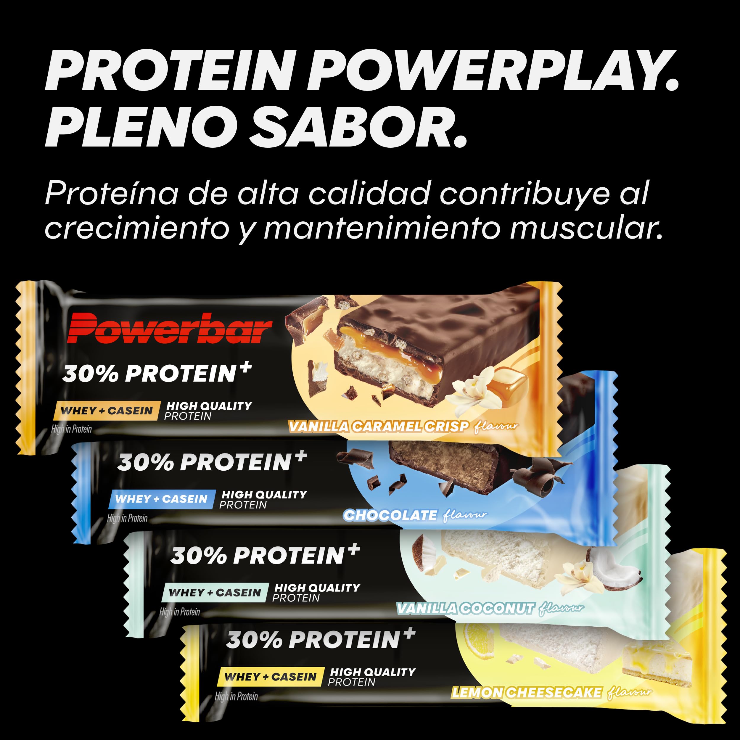 Powerbar - 30% Protein Plus - Vanilla Coconut - 15x55g - Barrita rica en proteínas - Proteína de suero y caseína - Sin colágeno