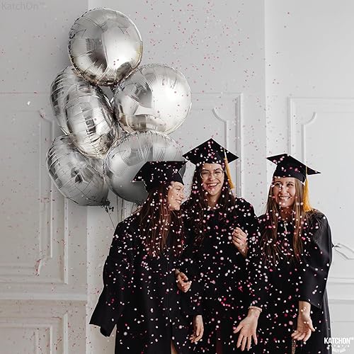 Miniatura 4 de KatchOn, Globos plateados grandes de 18 pulgadas, paquete de 6, globos redondos plateados de Mylar para decoraciones de fiesta plateadas, globos