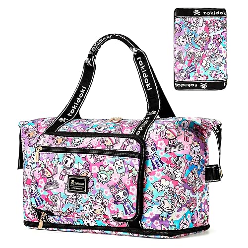 tokidoki Travel Duffle Bag,Carry-On Weekender Bag with Toiletry Bag | 40L Large Capacity，Adjustable Shoulder Strap, Front Zip Pockets,Waterproof overnight bag for gym, sports, hospital stays