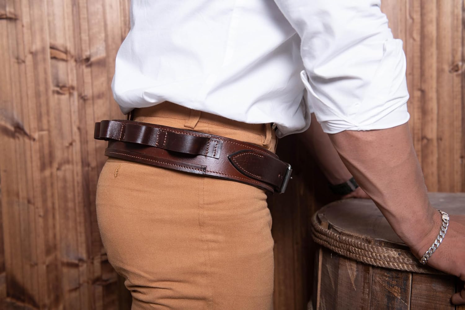 Hulara Western Leather Cartridge Belt - Cowboy Shotgun Bandolier for 12 Gauge Shell Bullet Ammo