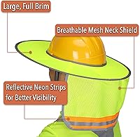 Vista 3 de UNCO - Casco de Sombrero Duro con Protector Solar, 1 Paquete, Amarillo, Visera Completa y Estándar de Malla Reflectante de Alta Visibilidad