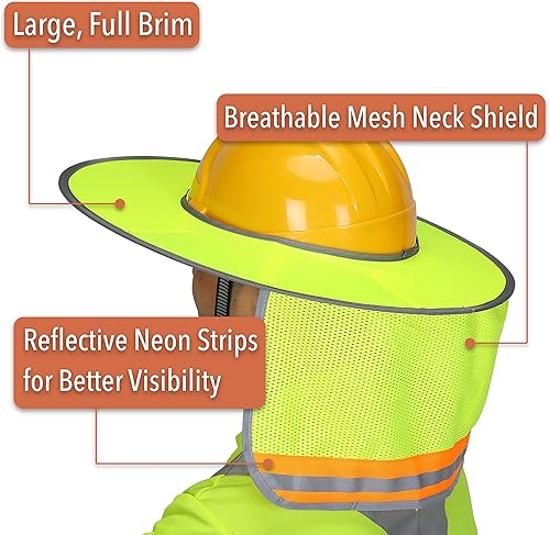 Miniatura 3 de UNCO - Protector solar para casco, 1 paquete, amarillo, de malla de ala completa y estándar, reflectante, de alta visibilidad, accesorios para casco