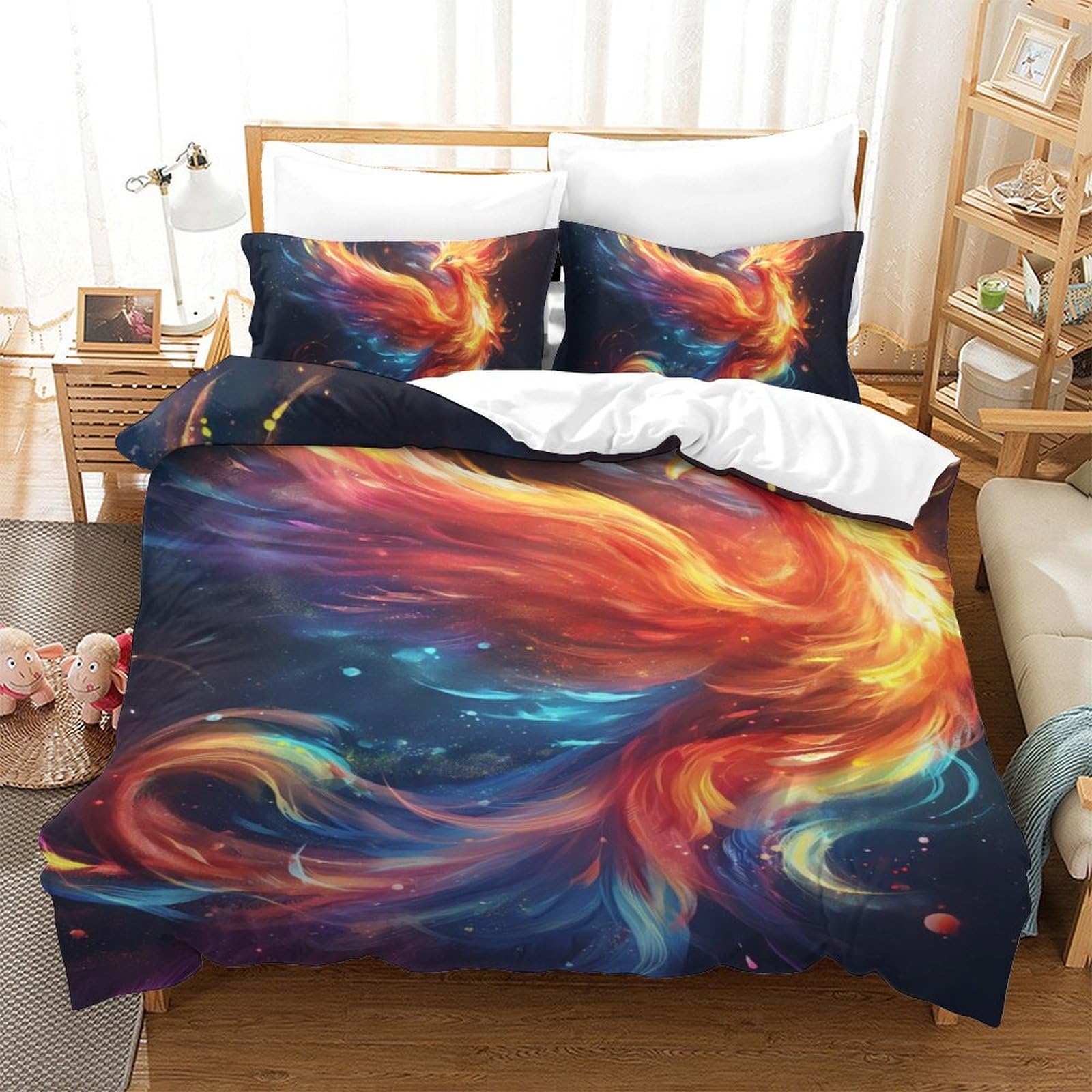 Parure de lit Phoenix 140x200 housse de couette 3 pièces microfibre