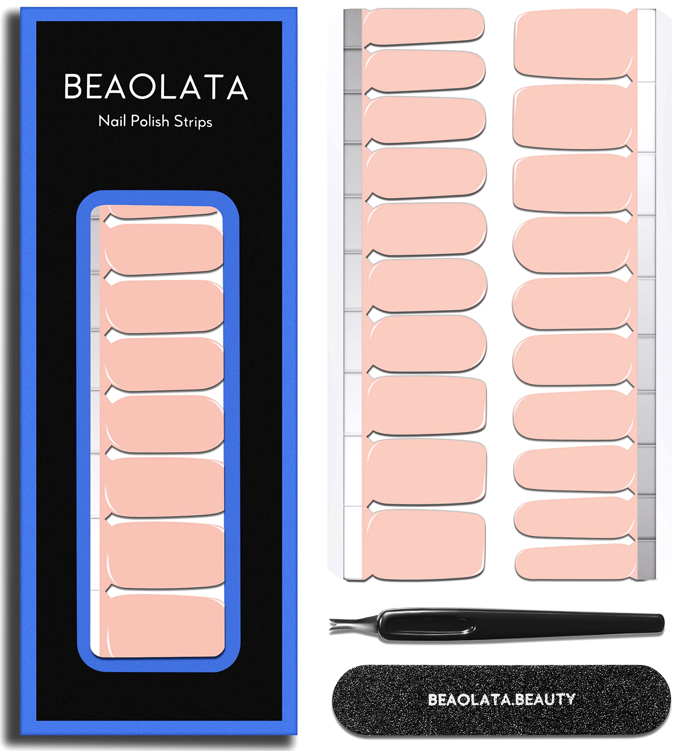 Nail Polish Strips Long Lasting, 20 Nail Wraps, Nail Stickers, Gel Nail Strips, Easy Apply& Remove, Salon Quality (Sweet Pink)