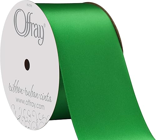 Miniatura 4 de Offray doble cara cinta de satén, 214" de ancho, azules y verdes
