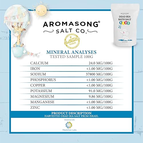 Miniatura 7 de Aromasong Dead Sea Salt for Kids Bath Soak, 4 Lbs. Fine Grain Large Bulk resealable Pack, 100% Pure & Natural.