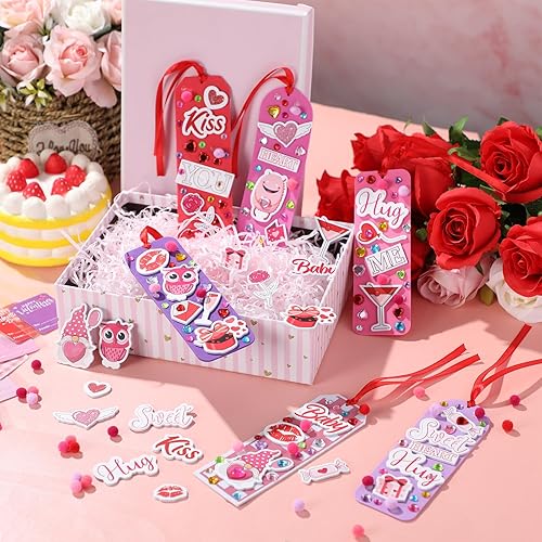 Miniatura 4 de Pasimy Juego de 48 marcadores de bricolaje para el día de San Valentín, kit de manualidades de espuma de San Valentín, decoración en blanco con