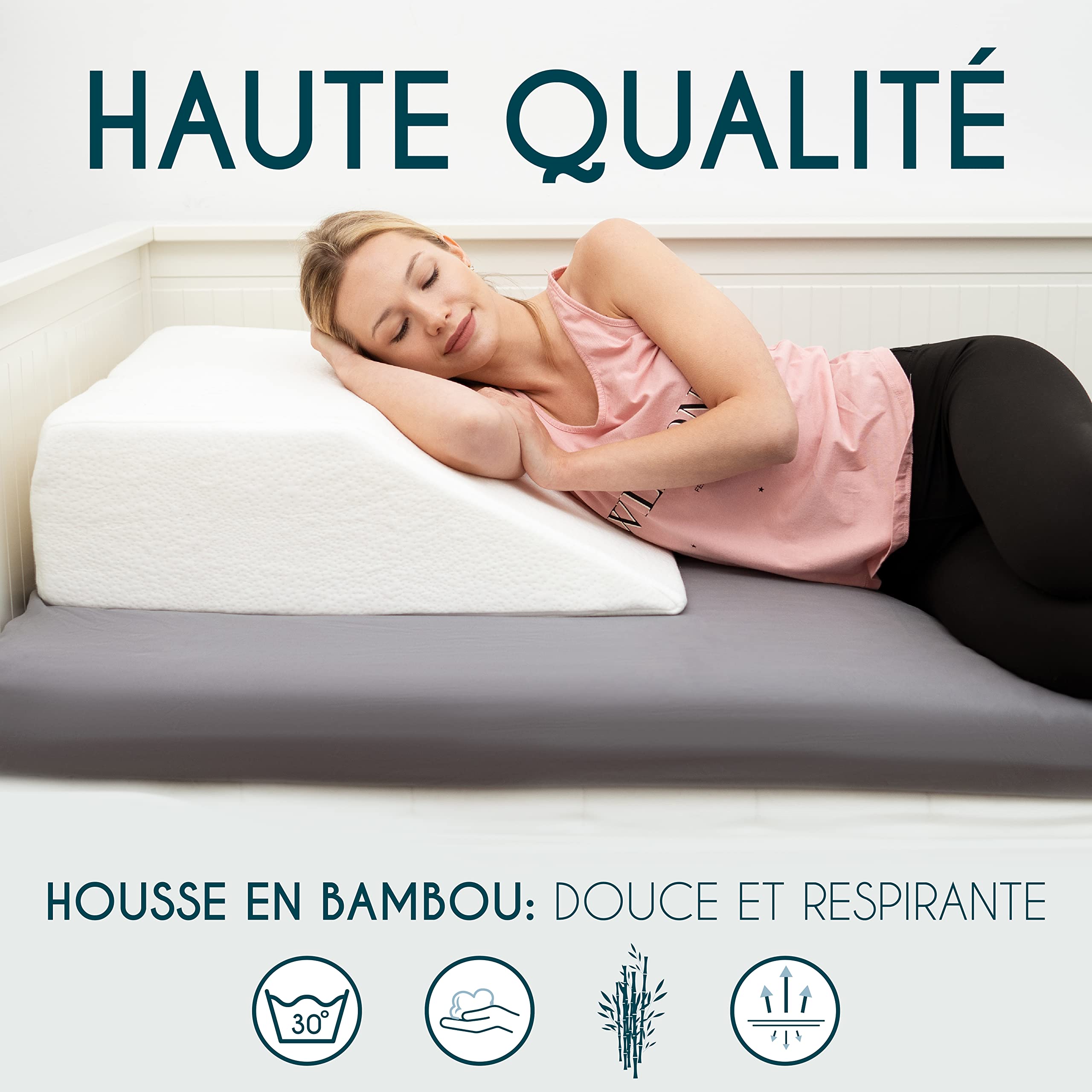 Dreamzie Coussin Élévateur de Jambes Coussin Thérapeutique Repose Jambe Mémoire de Forme - Douleur de Dos, Genoux, Post Opératoire, Jambe Lourde, Circulation - Respirant Lavable Hypoallergénique