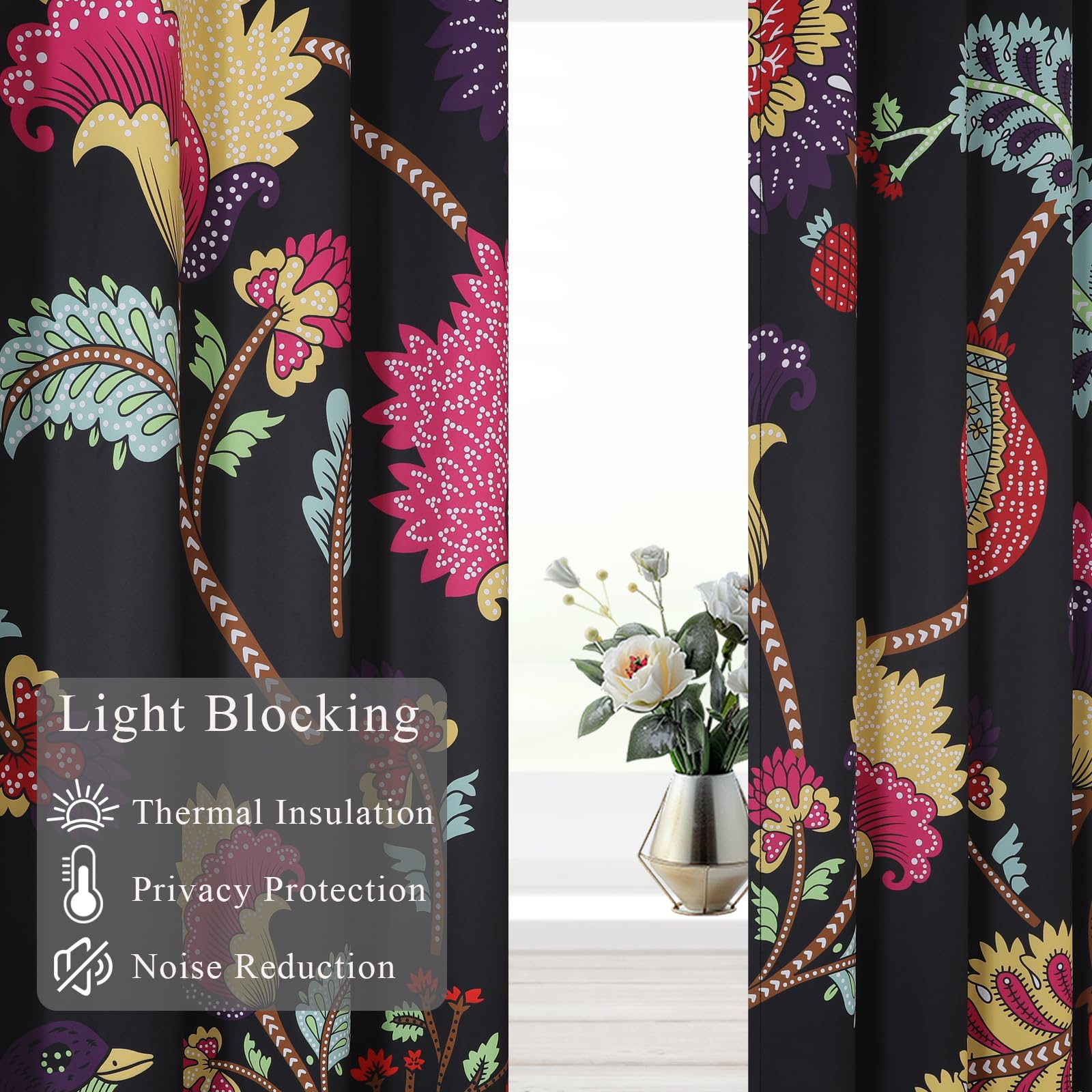 VEHEDE Boho Bird Printed Curtains - Image 4