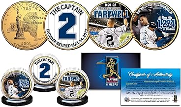 DEREK JETER Yankees Captain #2 Retired 24K Gold Plated NY Quarters 3-Coin Set