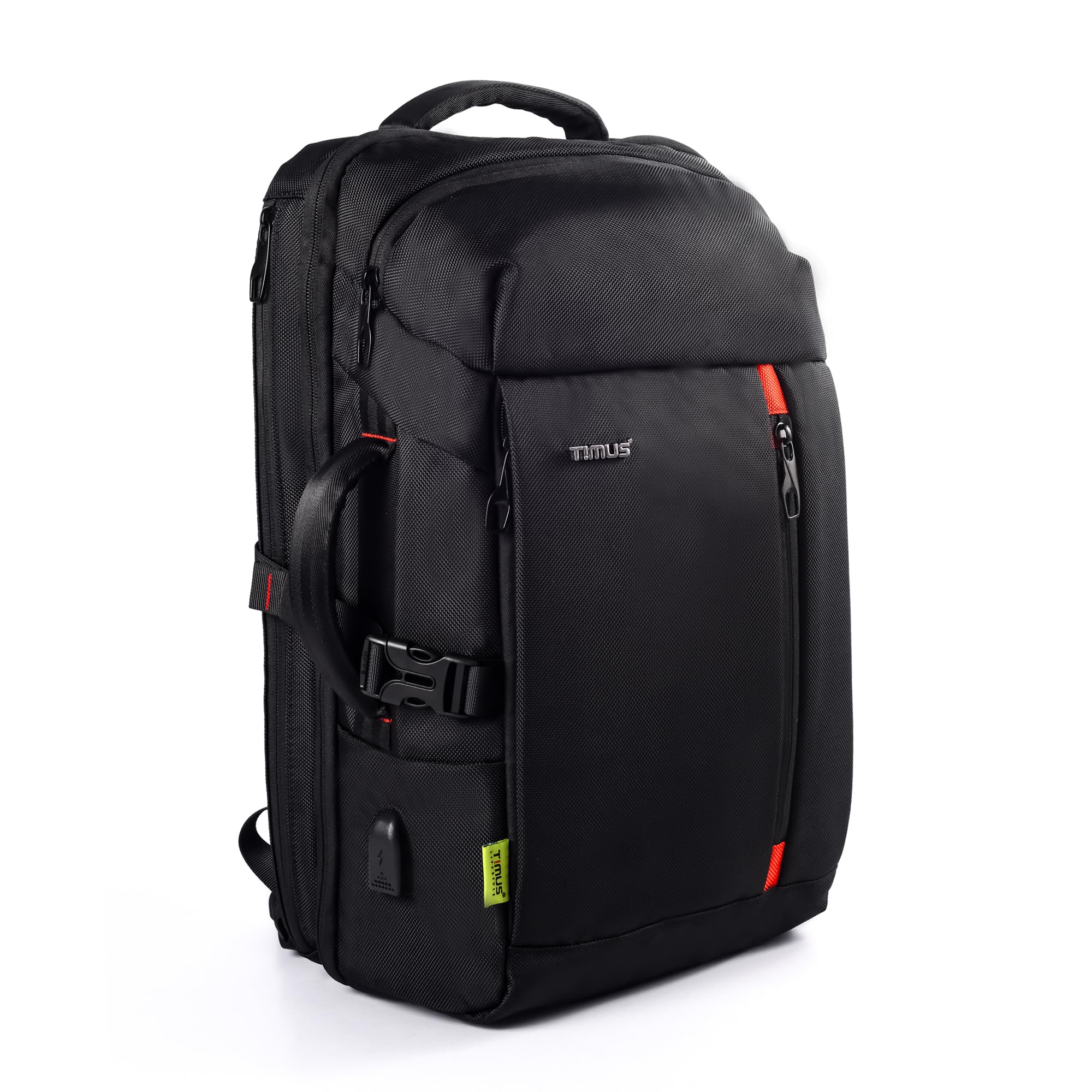 Timus London Black Professional Laptop Backpack for Men & Women 28 L with 15.6 Inch Laptop Compartment | Water resistant with USB Port Anti-Theft Bag | Polyester Fabric