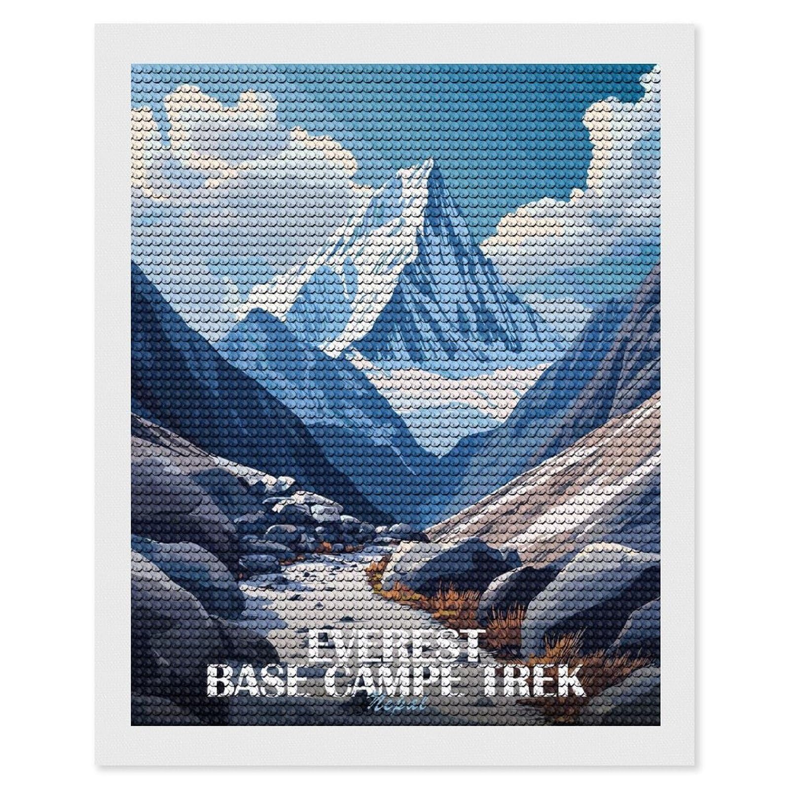 Junmoney Everest Base Camp Trek Nepal Diamond Painting Set 16"x20", Holiday Gift Idea, for Creative Relaxation, Fun Craft Experience, Vintage Style Decor