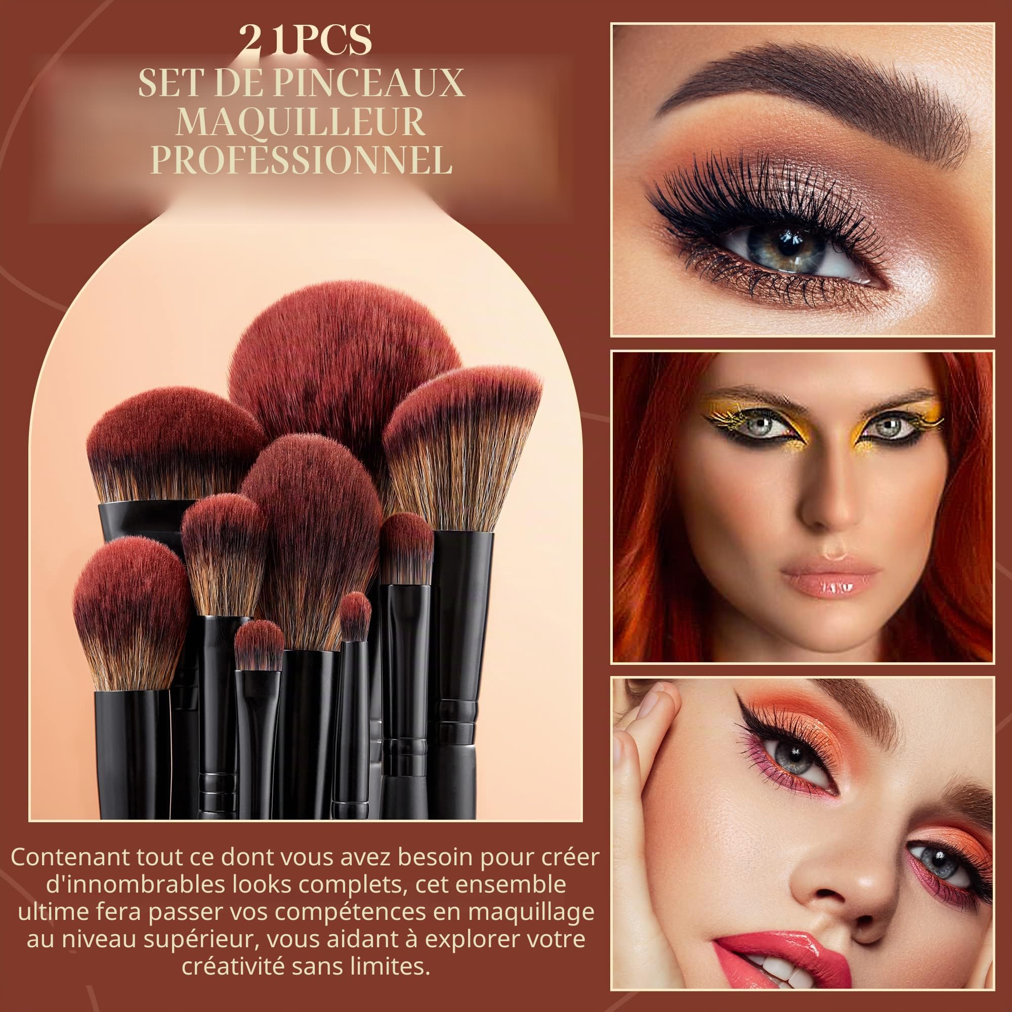 Jessup Pinceaux maquillage Set Pinceau de maquillage Cosmétique Fond de teint poudre Ombre à paupières Eyeliner Estompeur Lèvres T271 Noir