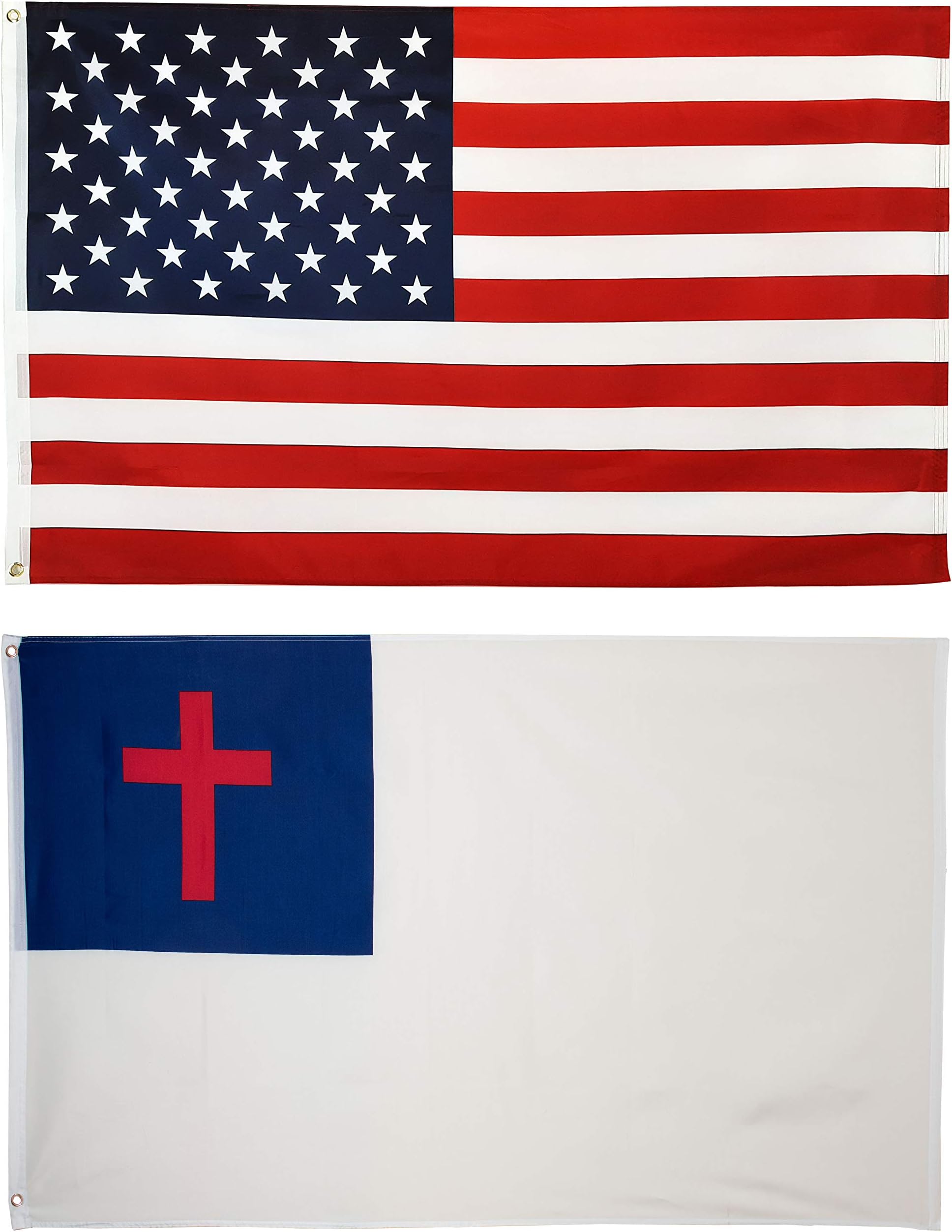 Mission Flags 3x5 ft. 2-Pack US American and Christian Polyester Flags