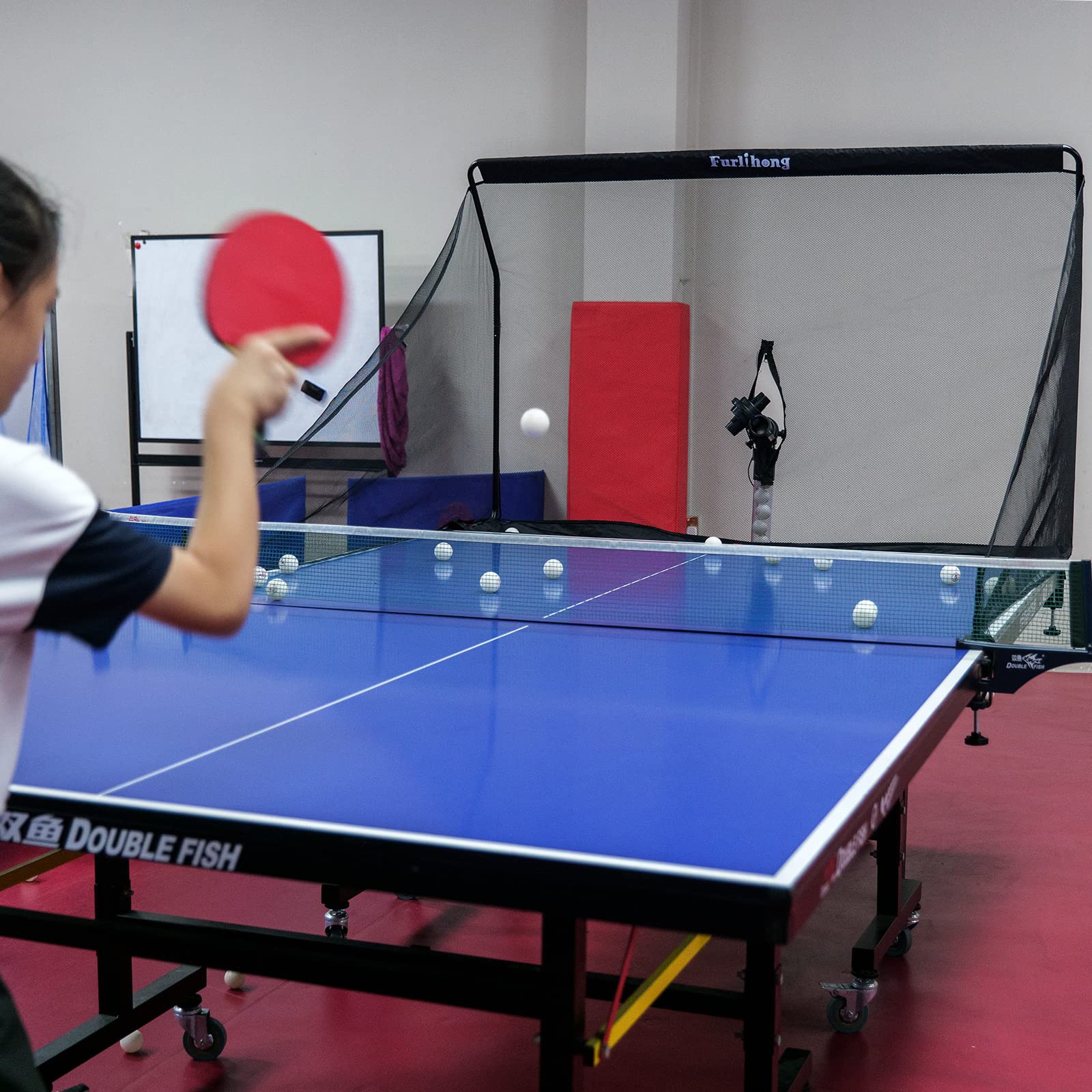 Furlihong 3804BH Ping Pong Table Tennis Robot with Ball Recycling Net, Feed Frequency and Angle Adjustable, 8 Spin Modes Available, Oscillate and Still Mode, AC or Battery Powered : Buy Online at