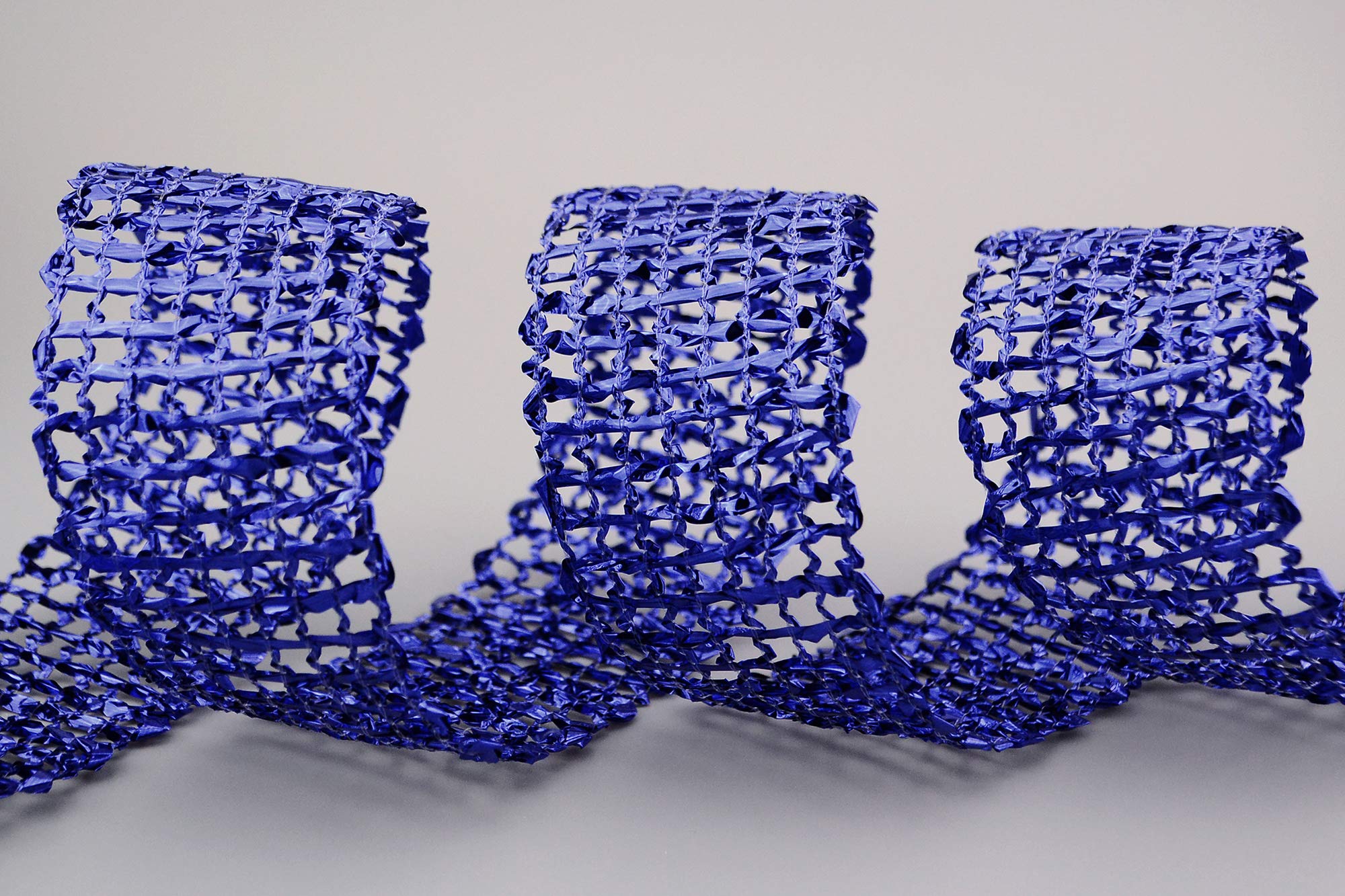 finemark 25 m x 50 mm Decorative Ribbon Glossy Grid Blue Dark Blue Gift Ribbon Checked Grid Ribbon Mesh Ribbon Decoration Shiny Metallic for Crafts Decorating Christmas Advent Party - Image 3