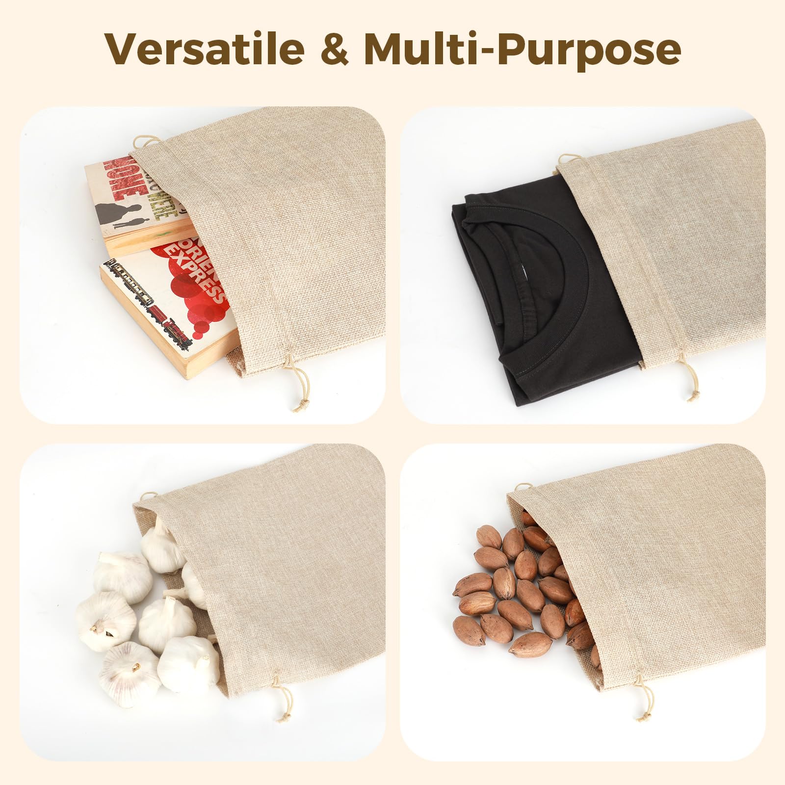 Burlap Bags with Drawstring - 10Pcs 10x14 Gift Sacks for Wrapping Memorial Day Favors, Clothes, Breads, For Birthday, Wedding, DIY, Household Use