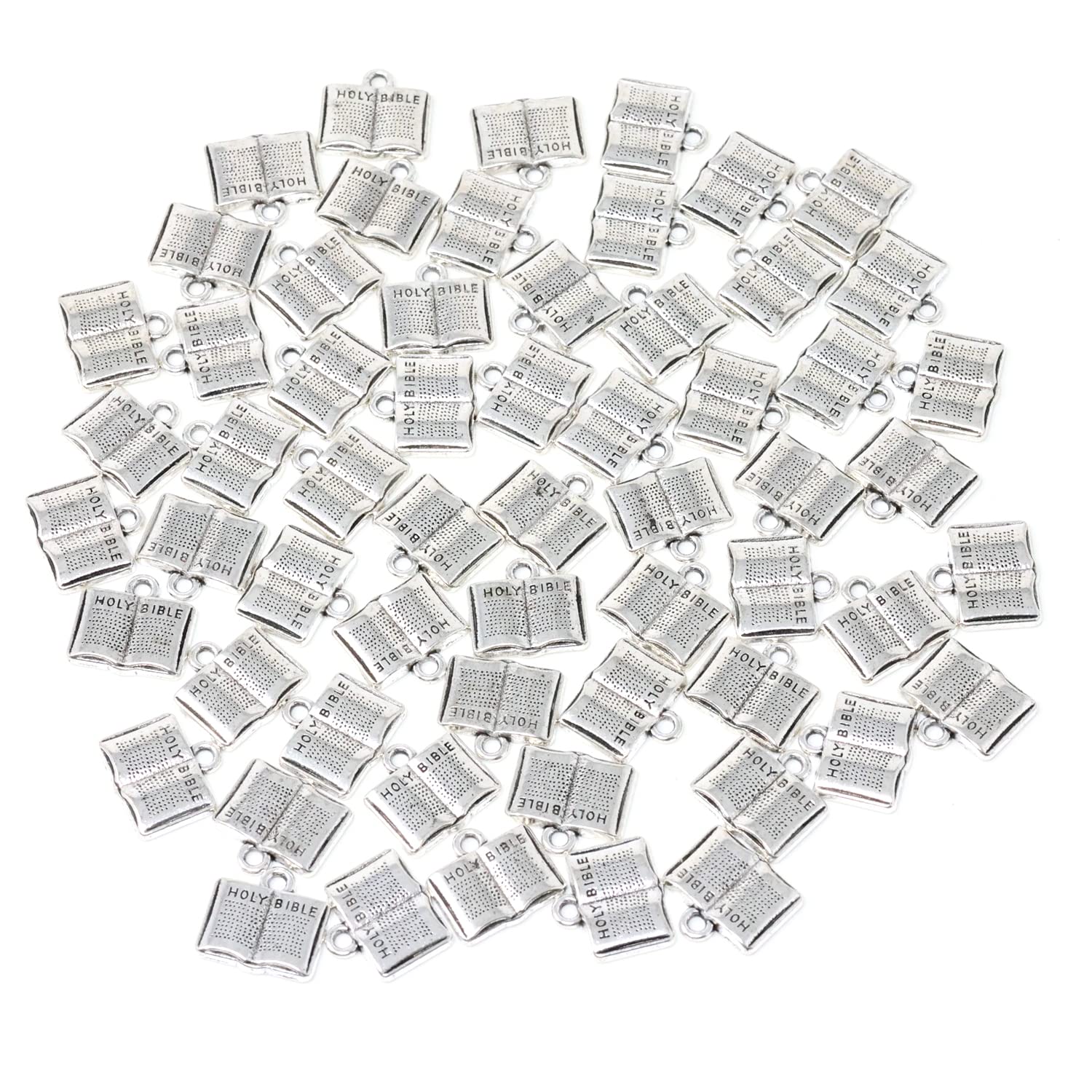 Honbay60PCS Alloy Holy Bible Charms Pendant Open Books Pendants for Earring Necklace Bracelet Keychain Jewelry Craft Making