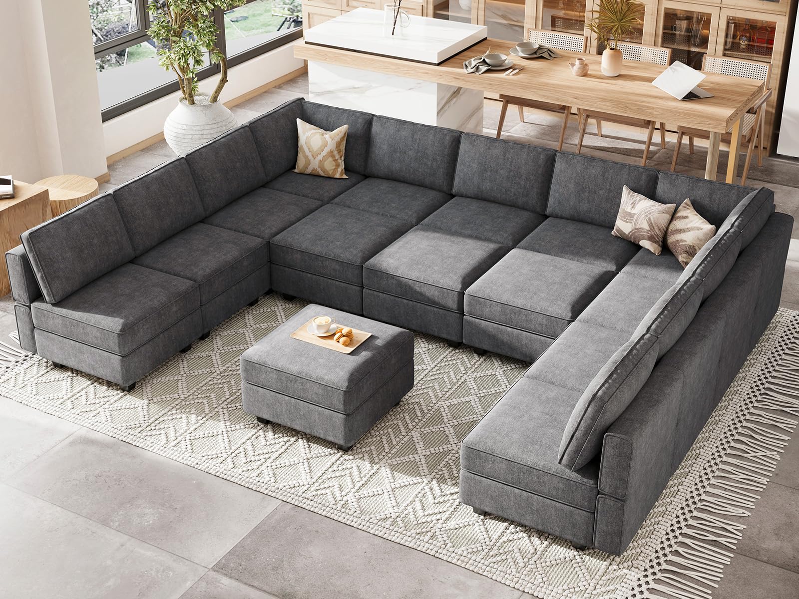 Belffin Modular Sleeper Sectional Dark Grey
