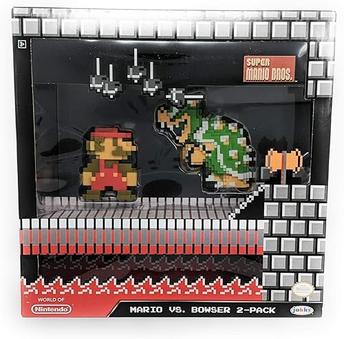 Miniatura 4 de World of Nintendo - Figura de acción clásica de Mario vs Bowser de 25 de 8 bits