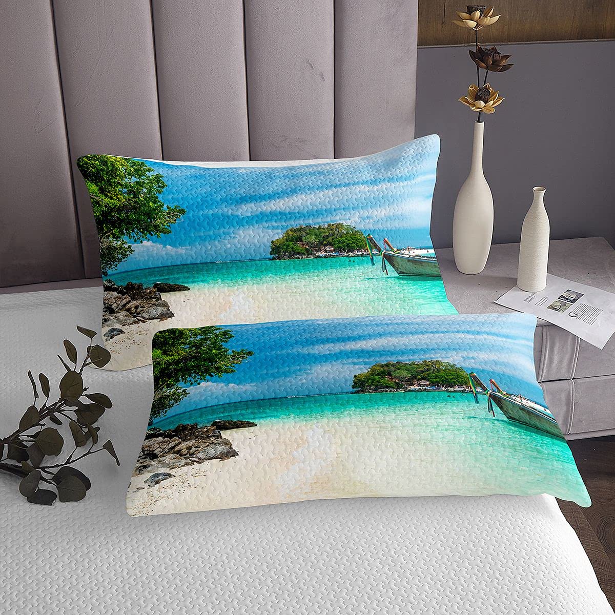 Juego de Ropa de Playa Acolchado Conde árbol de mar para niños y Adultos, Ultra Suave, Juego de Cama Doble