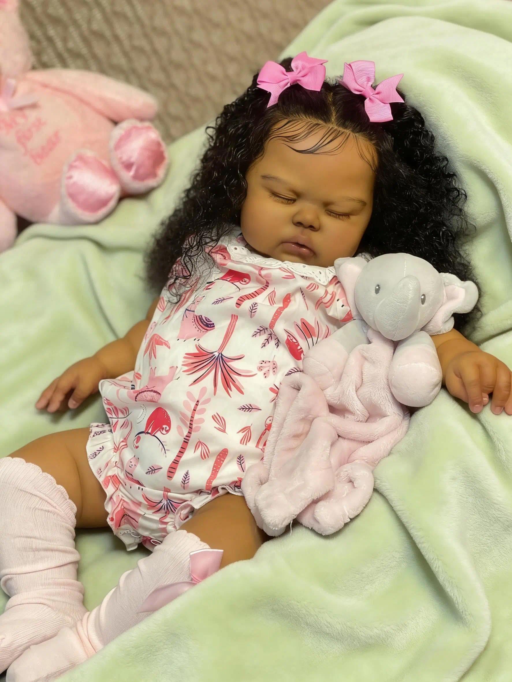 Zero pam Black Reborn Baby Dolls Girls 19 Inch African American Baby Doll, Vinyl Silicone Doll Cloth Body
