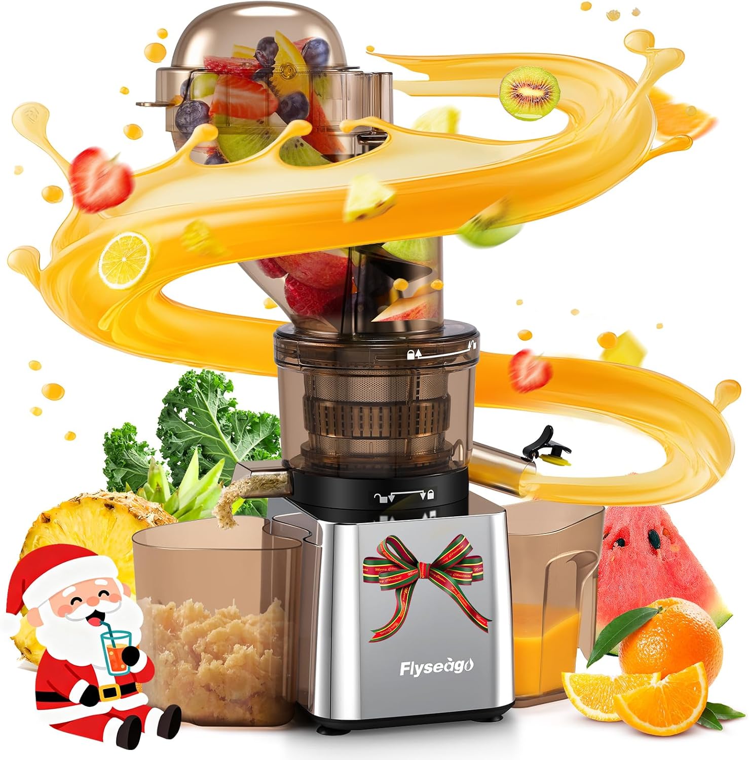 Commercial 300W Cold Press Juicer Machines – Dual Outlet for Juice & Pulp, High Yield, Masticating Juicers, Heavy Duty Stainless Steel, Quiet Motor, Easy Clean for Restaurants, Bars