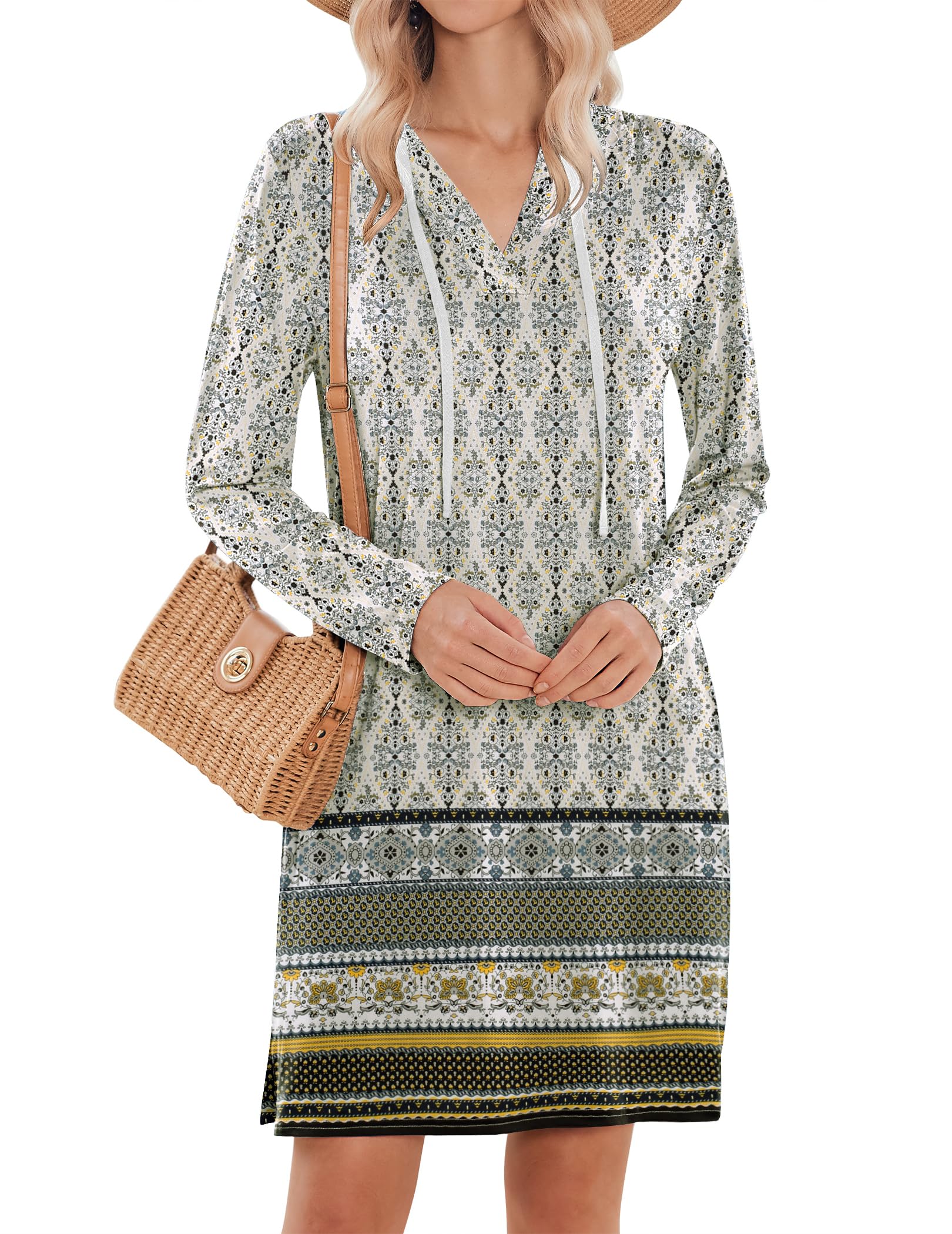 HOTOUCH Womens UPF 50+ Cover-Up Dress Beach SPF Sun Protection Long Sleeve Shirts Dress Lightweight Athletic UV Hoodie