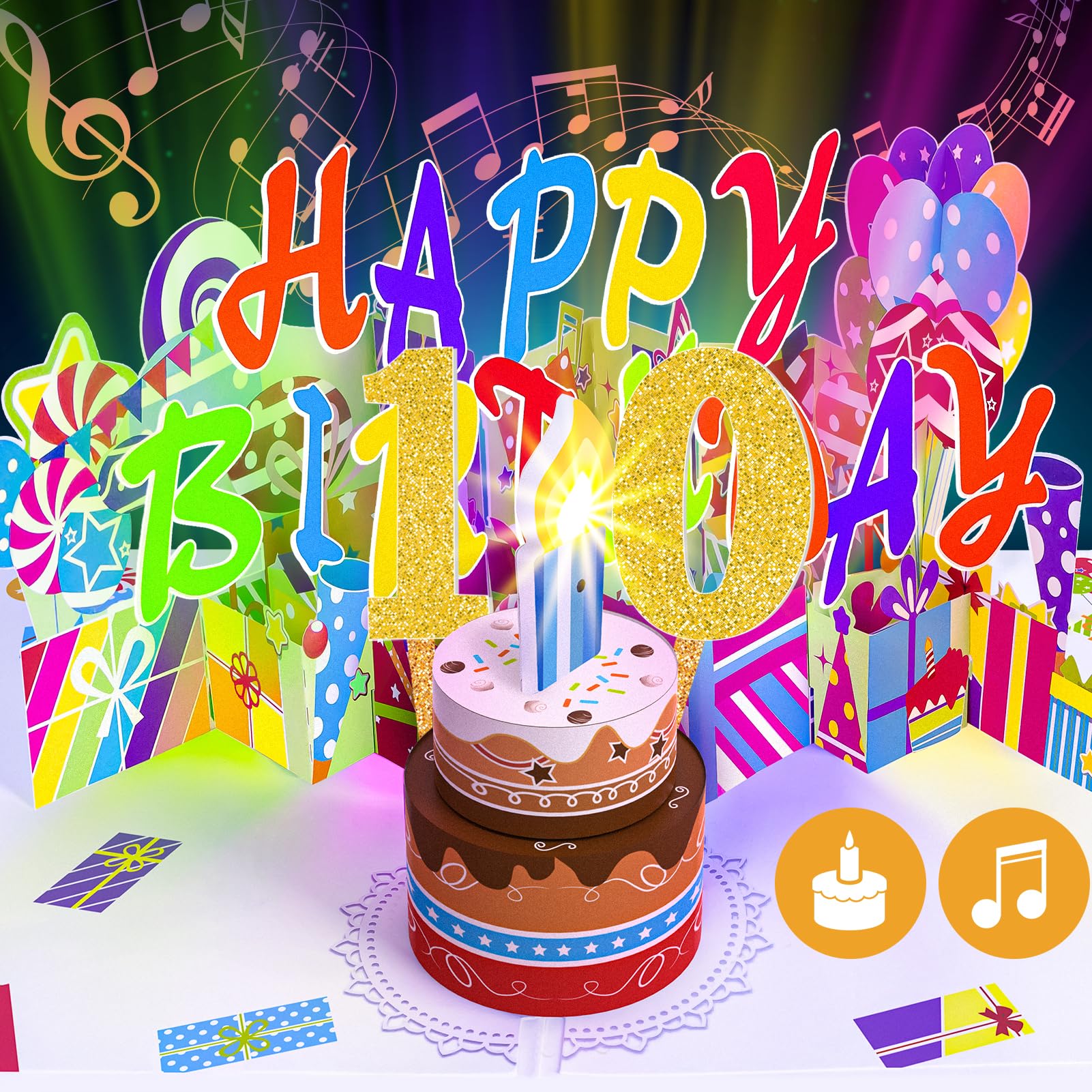 Gumry 10th Pop-Up Musical Birthday Card with Blowable LED Candle for Kids โ image 1
