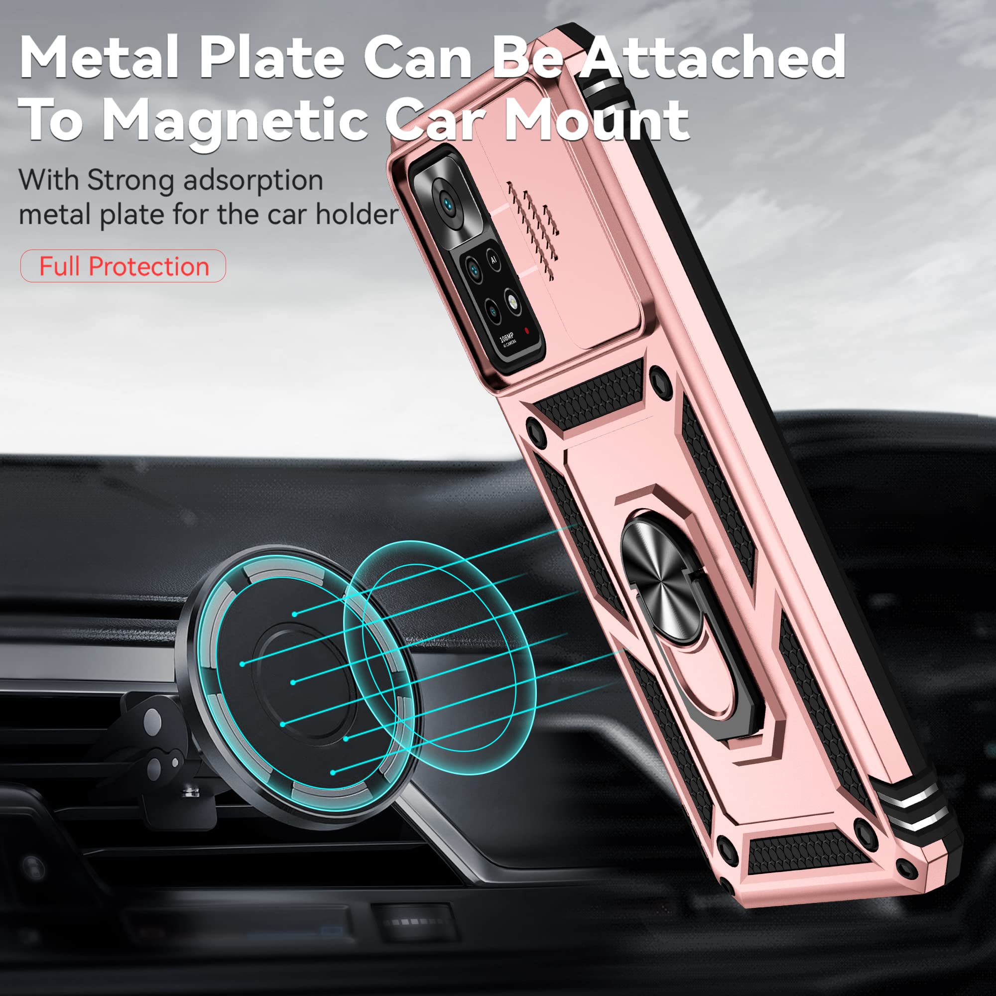 Custodia Asuwish Per Xiaomi Redmi Note 11 Pro 4G/5G Con Vetro Temperato E Cover Fotocamera Scorrevole