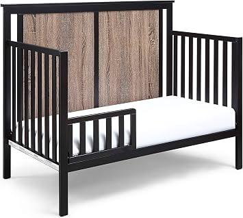 Suite Bebe Connelly 4 in 1 Convertible Baby Crib in Black with Vintage Walnut